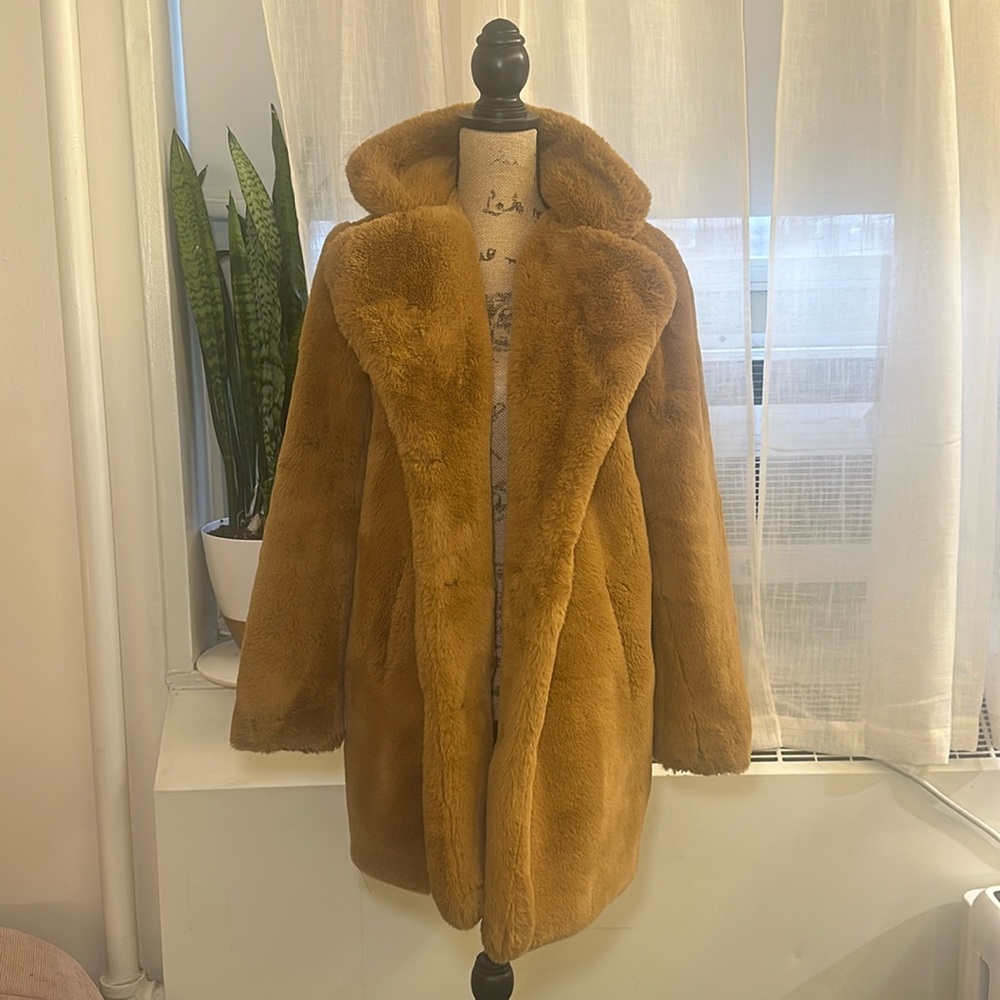 COPY - Aparris Beige Camel Faux Fur Coat